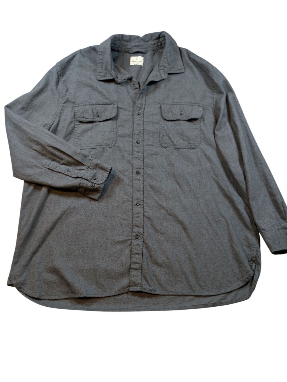 Mutual Weave Men's 2XL Gray Button Up Short Sleeve Collared Shirt XXL Pockets